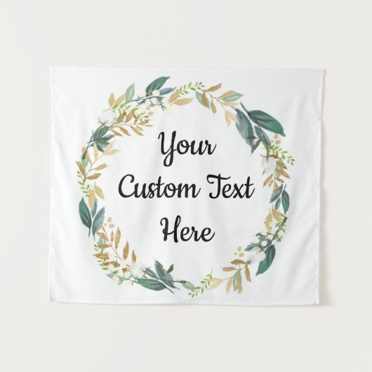 冬の結婚式の背景の緑のフォトブースデコール タペストリー (正面(横))