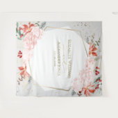 冬の結婚式の背景ギルド水の色フローラ タペストリー (正面(横))