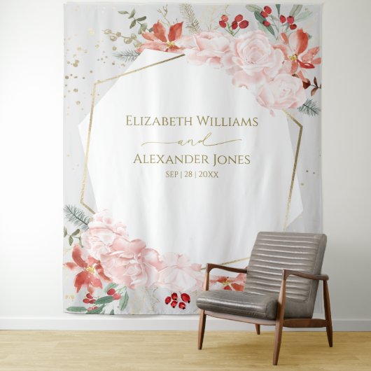 冬の結婚式の背景ギルド水の色フローラ タペストリー (インサイチュ)