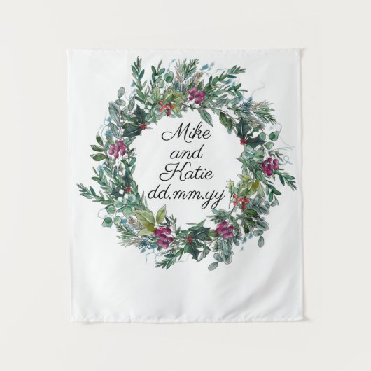 冬の結婚式の背景フォトブースプロップ タペストリー (正面)