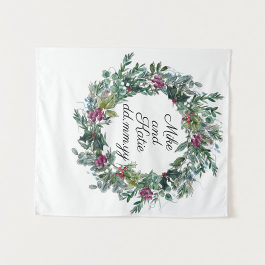 冬の結婚式の背景フォトブースプロップ タペストリー (正面(横))