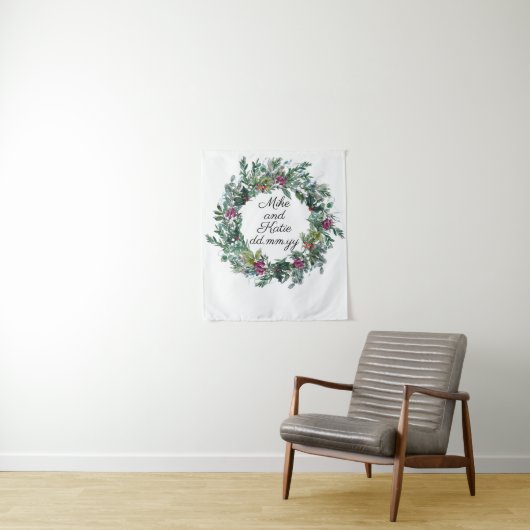 冬の結婚式の背景フォトブースプロップ タペストリー (インサイチュ)