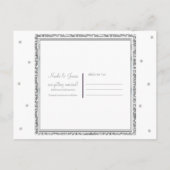 冬の結婚式の華やかさ　シルバーとホワイトのSave the Date 案内ポストカード (裏面)