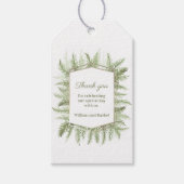 冬の結婚式の葉の水色の緑 ギフトタグ (正面)