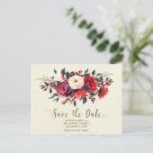 冬の結婚式の赤い果実は日付のはがきを保存 案内ポストカード (スタンド正面)