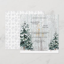 冬の結婚式の輝き　雪の結晶とモミの木