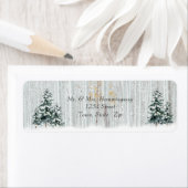 冬の結婚式の輝く雪の結晶の松の木 ラベル (インサイチュ)