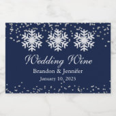 冬の結婚式の雪とグリッターの恩恵 スパークリングワインラベル (シングルラベル)