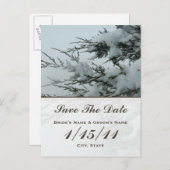 冬の結婚式の雪の日付はがきを保存 案内ポストカード (正面/裏面)