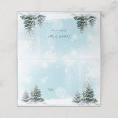 冬の結婚式の雪の結晶の松 プレイスカード (外部開封)
