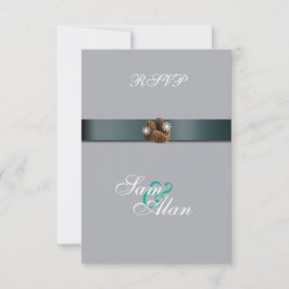 冬の結婚式の雪の結晶ピネコン 出欠カード