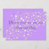 冬の結婚式の雪の結晶 招待状 (正面/裏面)