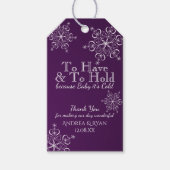 冬の結婚式の雪の結晶（紫） ギフトタグ (正面)