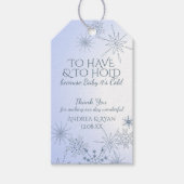 冬の結婚式の雪の結晶（青） ギフトタグ (正面)