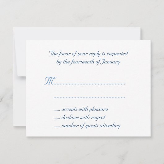 冬の結婚式の雪片の応答カード 出欠カード (裏面)