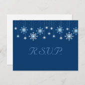 冬の結婚式の雪片の応答カード 出欠カード (正面/裏面)