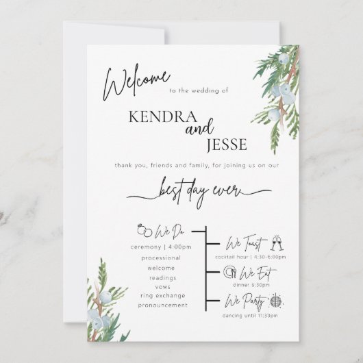 冬の結婚式の霜の果実の儀式プログラム (正面)