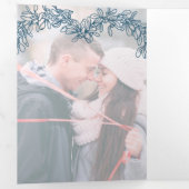 冬の結婚式の青いヤドリギ植物性結婚 三つ折りプログラム (内部最初)