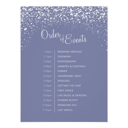 冬の結婚式の青い灰色の雪の空のイベントの順序 ポスター (正面)