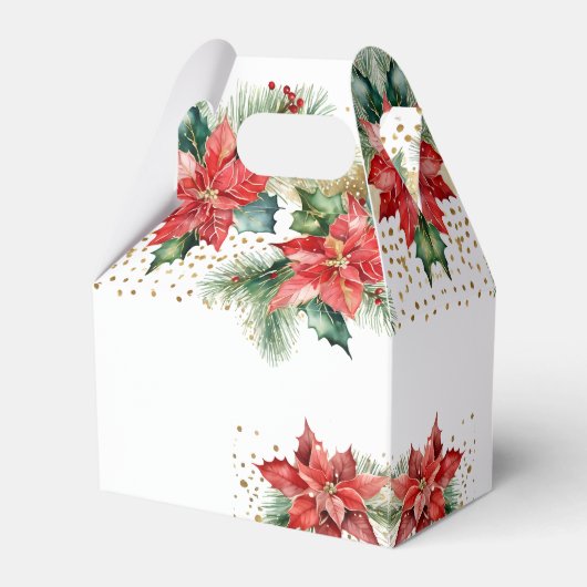 冬の結婚式はポインセチア金ゴールドテンプレート フェイバーボックス (裏面サイド)