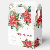 冬の結婚式はポインセチア金ゴールドテンプレート フェイバーボックス (オープン)