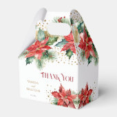 冬の結婚式はポインセチア金ゴールドテンプレート フェイバーボックス (正面サイド)