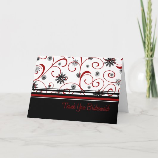 冬の結婚式は新婦付添人カード感謝していしています サンキューカード (正面)