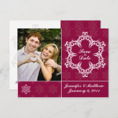 冬の結婚式は日付はがきを保存 – Cranberry 案内ポストカード (正面/裏面)