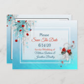 冬の結婚式をテーマにした日付はがきを保存 案内ポストカード (正面/裏面)