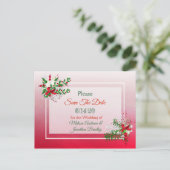 冬の結婚式をテーマにした日付はがきを保存 案内ポストカード (スタンド正面)