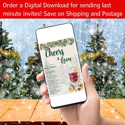 冬の結婚式を愛するLeahGミュールワイン応援 招待状