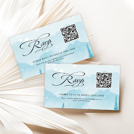 冬の結婚式ウェブサイトQRコード予算RSVP エンクロージャーカード