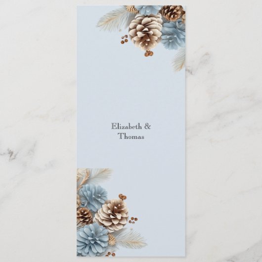 冬の結婚式クリスマスピンコーンブルーブラウン メニュー (裏面)