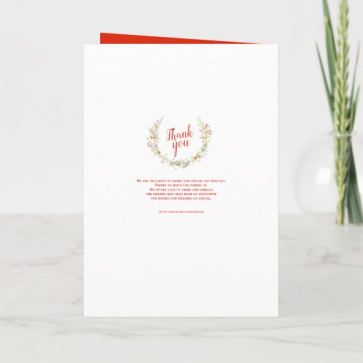 冬の結婚式コーン赤い果実の星水色 プログラム (裏面)