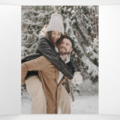 冬の結婚式コーン赤い果実の水色の写真 三つ折りプログラム (内部中)