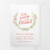 冬の結婚式コーン赤い果実の水色の写真 三つ折りプログラム (カバー)