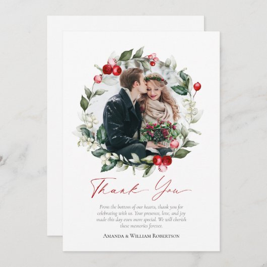 冬の結婚式サンキューカードとフェスティバルTouch セーブザデート (正面/裏面)