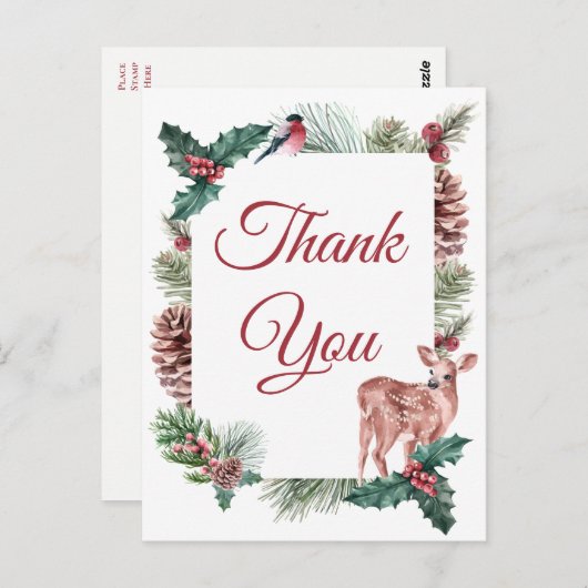 冬の結婚式サンキュークリスマスディアーフローラ ポストカード (正面/裏面)