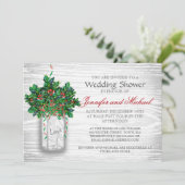 冬の結婚式シャワーメイソンジャーホリーベリー 招待状 (スタンド正面)