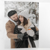 冬の結婚式ダークグレーのヤドリギ植物学 三つ折りプログラム (内部最初)