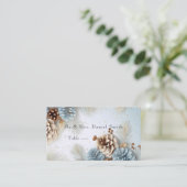 冬の結婚式パインコーンブルーブラウンホワイト プレイスカード (スタンド正面)