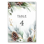 冬の結婚式パインコーン雪の松の枝 テーブルナンバー (裏面)