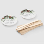 冬の結婚式パインコーン雪の松の枝 ハンドファン (組立なし)