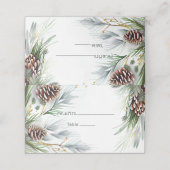 冬の結婚式パインコーン雪の松の枝 プレイスカード (外部開封)