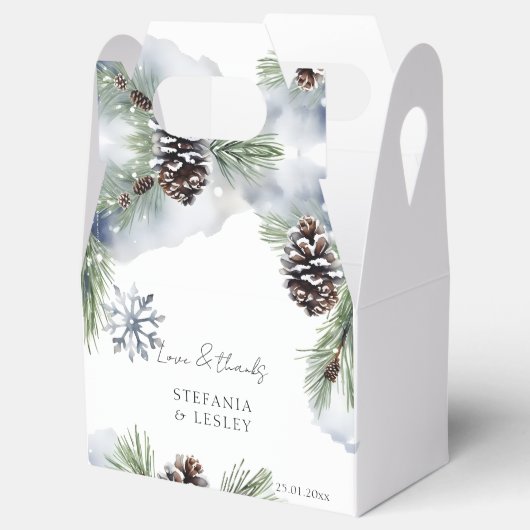 冬の結婚式パーソナライズされた フェイバーボックス (オープン)