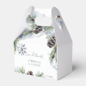 冬の結婚式パーソナライズされた フェイバーボックス (正面サイド)