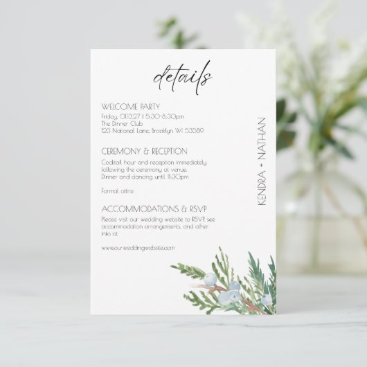 冬の結婚式フロステッドベリー囲いカード エンクロージャーカード (スタンド正面)