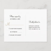 冬の結婚式フローラ金ゴールド幾何学的フレームrsvp インビテーションポストカード (裏面)