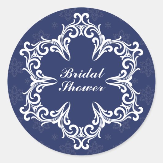 冬の結婚式ブライダルシャワーネイビーのシール ラウンドシール (正面)