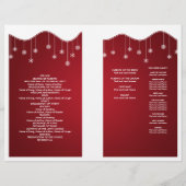 冬の結婚式プログラムスノーフレーク装飾レッド (裏面)